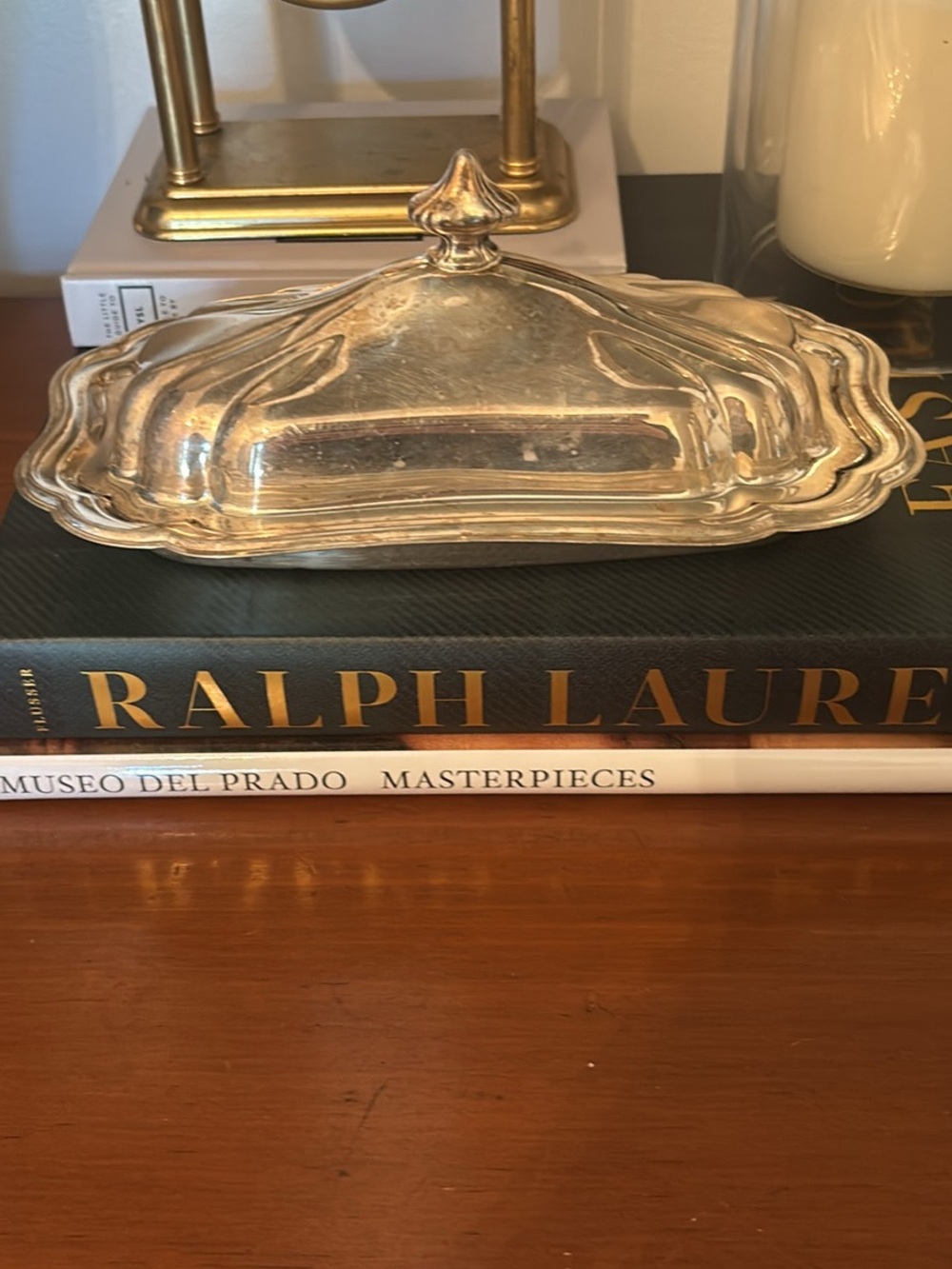 Gorham Silver Plated Covered Butter Dish with Scalloped Lid